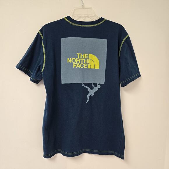 North Face Shirt Mens Medium Blue Tee Rock Climbing Crew Neck Graphic Cotton - Picture 1 of 10